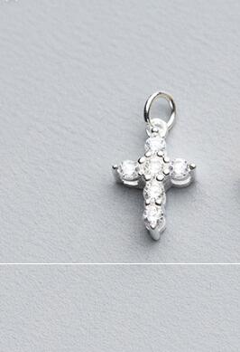 925 Sterling Silver Cross Charm Pendant With AAA Zircon Women Men Decoration Bracelets Earrings DIY Jewelry Making Accessories: silver 1pcs