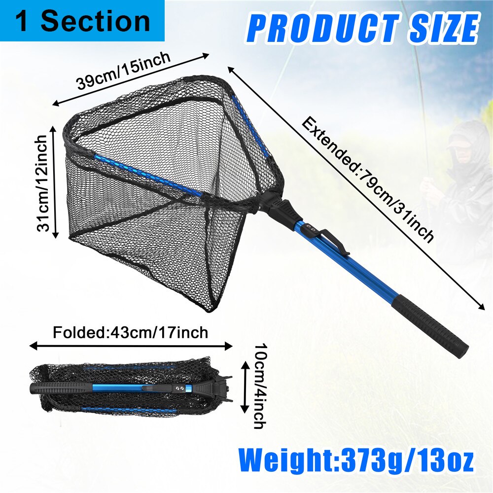 Telescoping Landing Net 44/79/91CM Retractable Long Fishing Hand Net Pole Portable Folding Rubber Landing nets for fishing Kayak