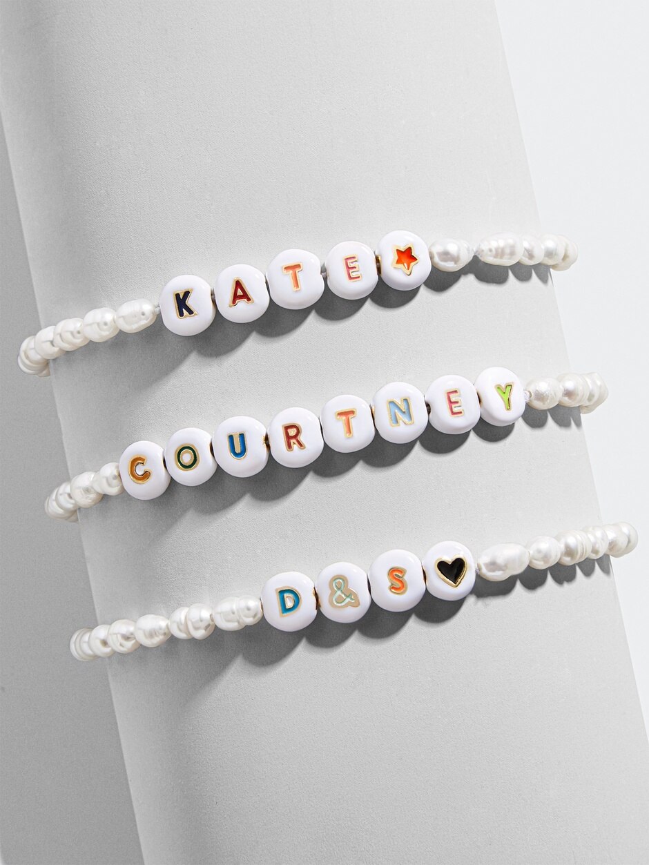 custom letters spacers bead bracelet DIY necklace jewelry multi alphabet plsa bead bracelet: white chain