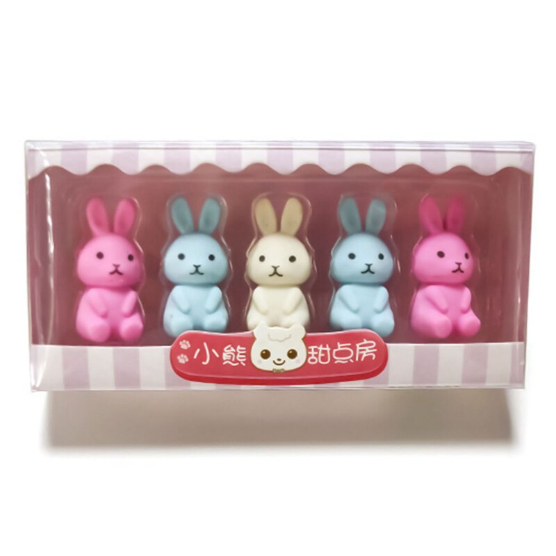 Dessert Erasers Set Mini Rabbit Lollipop Icecream Popsicle Donuts Rubber Pencil Eraser for Kids Funny School Student 4pcs: 6