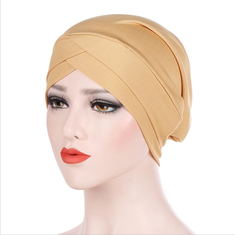 Musulman croix écharpe intérieure Hijab casquette islamique coiffe de tête chapeau bandeau Turban tête écharpe foulard femmes musulman Hijab bandeau: 5