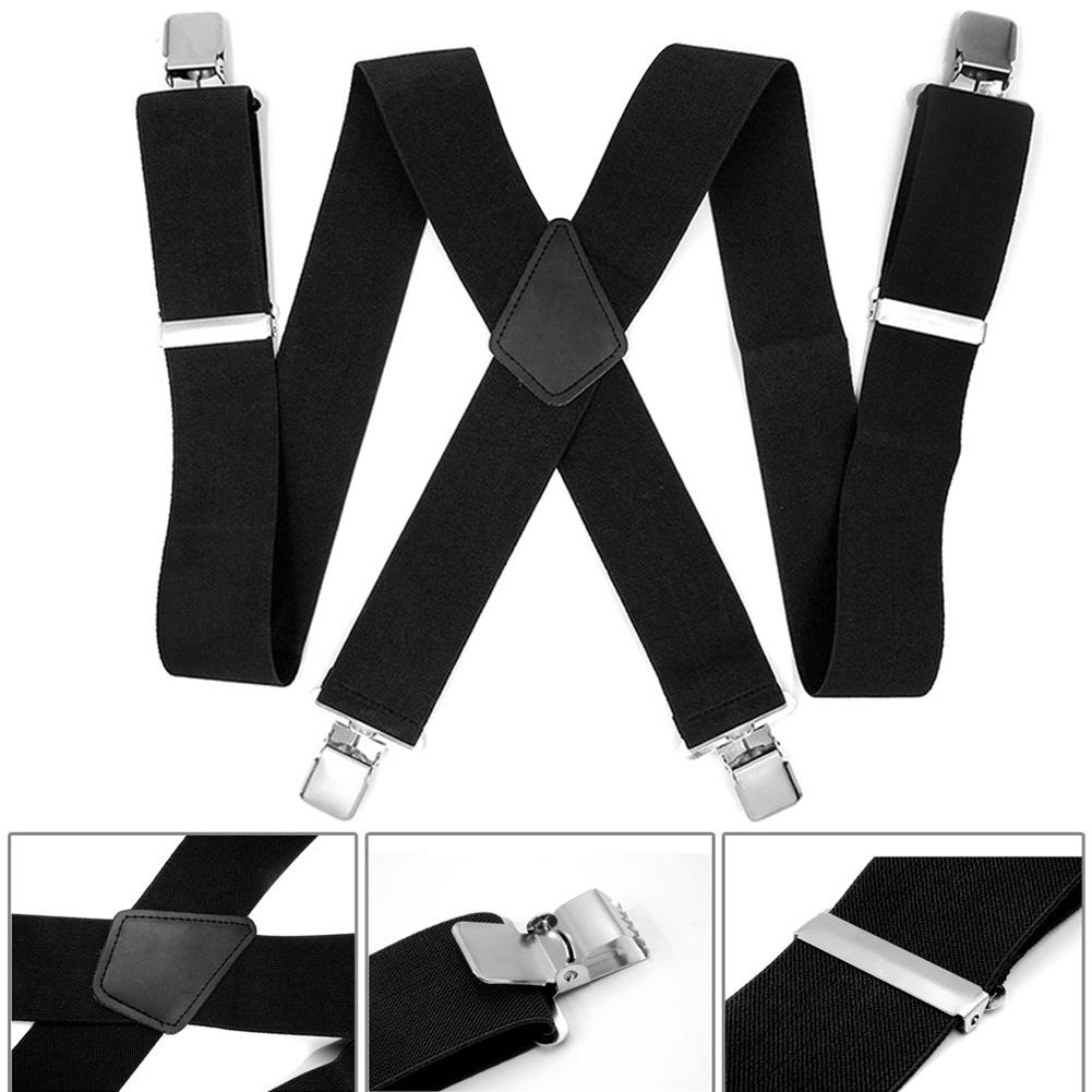 SALES! Adjustable Men Elastic Clip-ons X-Back Suspender Pants Wide Band Braces Strap