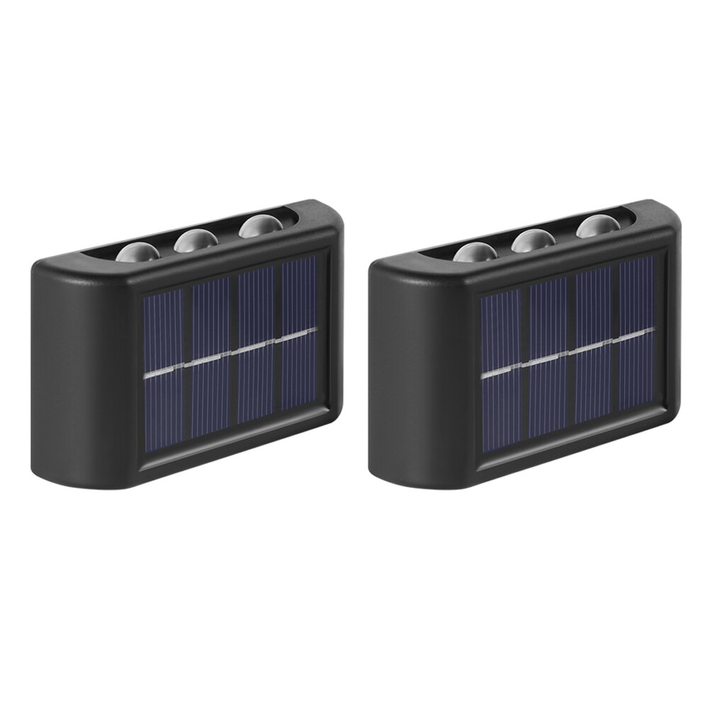 2pcs LED Solar Wall Lamp Outdoor Balcony Path Garden Porch Street Decor Waterproof Up And Down Luminous Lighting Solar Lights: 6LED White