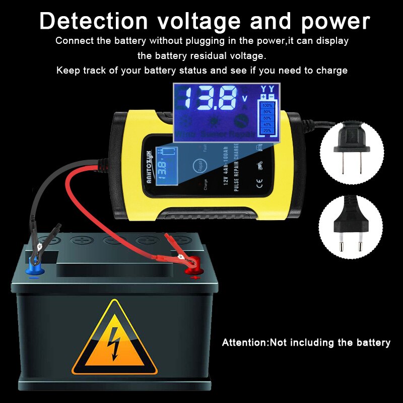 Ładowarka samochodowa 12V 6A w pełni automatyczny inteligentna szybka ładowarka impulsowa robić naprawy impulsów cyfrowy wyświetlacz LCD mokry suchy kwas ołowiowy