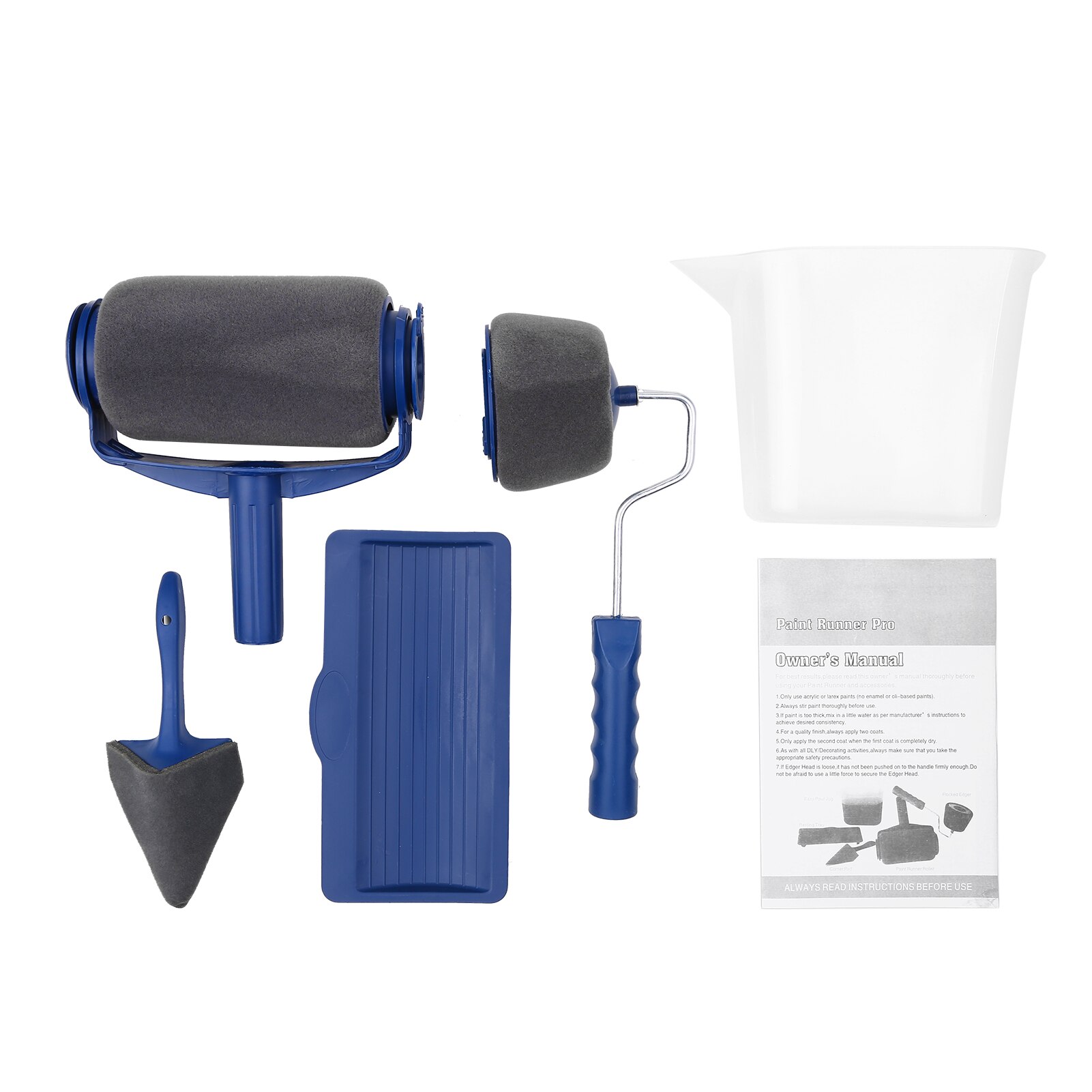 5-Piece Roller Brush Kit Paint Roller Brush Set Includes Roller Brush Painting Edger Corner Cutter Painter Tray Plastic Jug