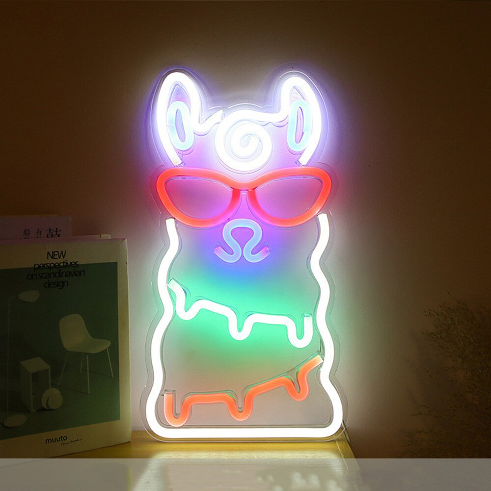 Led Kleurrijke Neon Sign Licht Popsicle Gitaar Neon Borden Hustle Bar Night Lamp Home Muur Light Party Wedding Decor Kids kamer: Alpaca