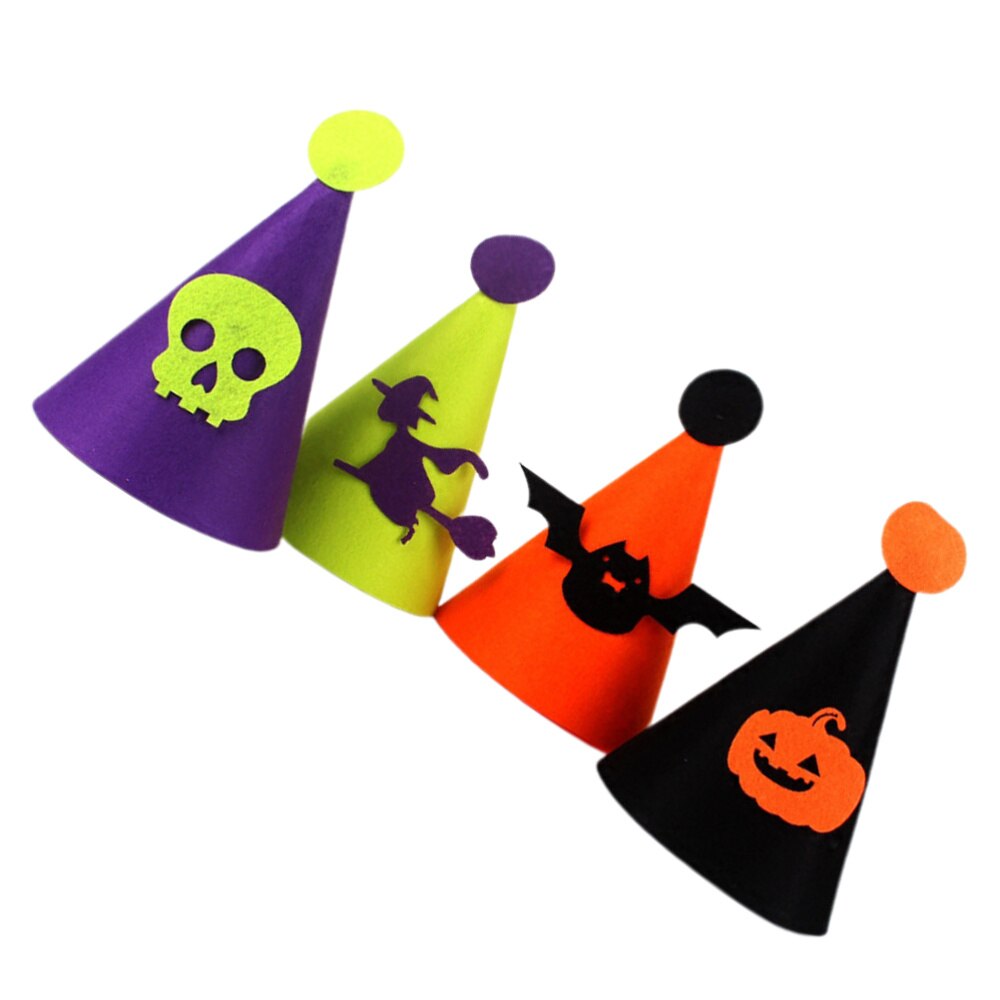 3 Diademas De Sombrero De Bruja Halloween - Negro, Morado, Naranja, Plástico Y Tela, 12x22 Cm