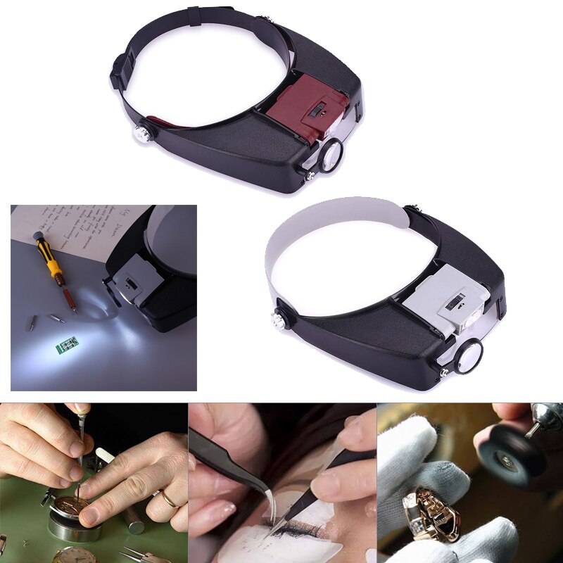 LED Head-mounted Watch Maintenance Magnifying Glasses For Reading Optivisor Magnifying Glass Loupes Jewelry Watch Repair Tool