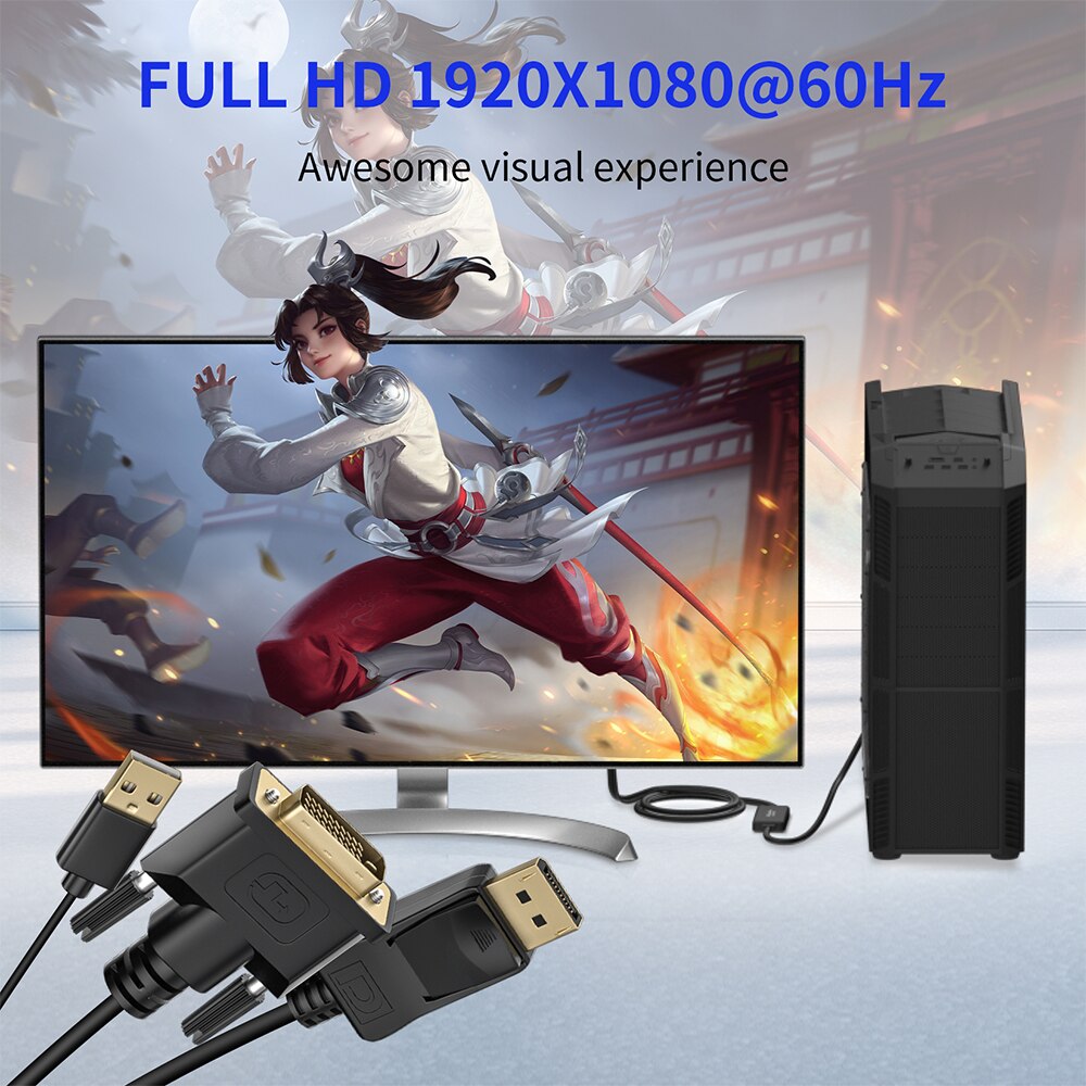 DVI to Displayport adapter cable input DVI to DisplayPort out for PC laptop with DVI port to Display with DisplayPort port