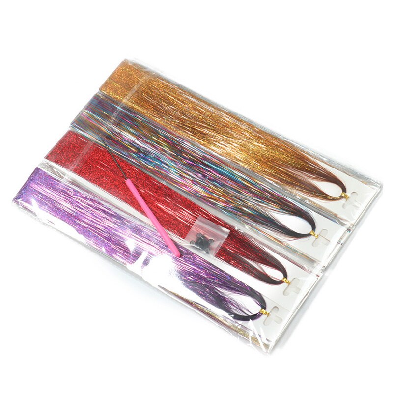 Hår tinsel strands kit, tinsel hair extensions, fairy hair tinsel kit for kvinner jenter med verktøy  (12 farger)