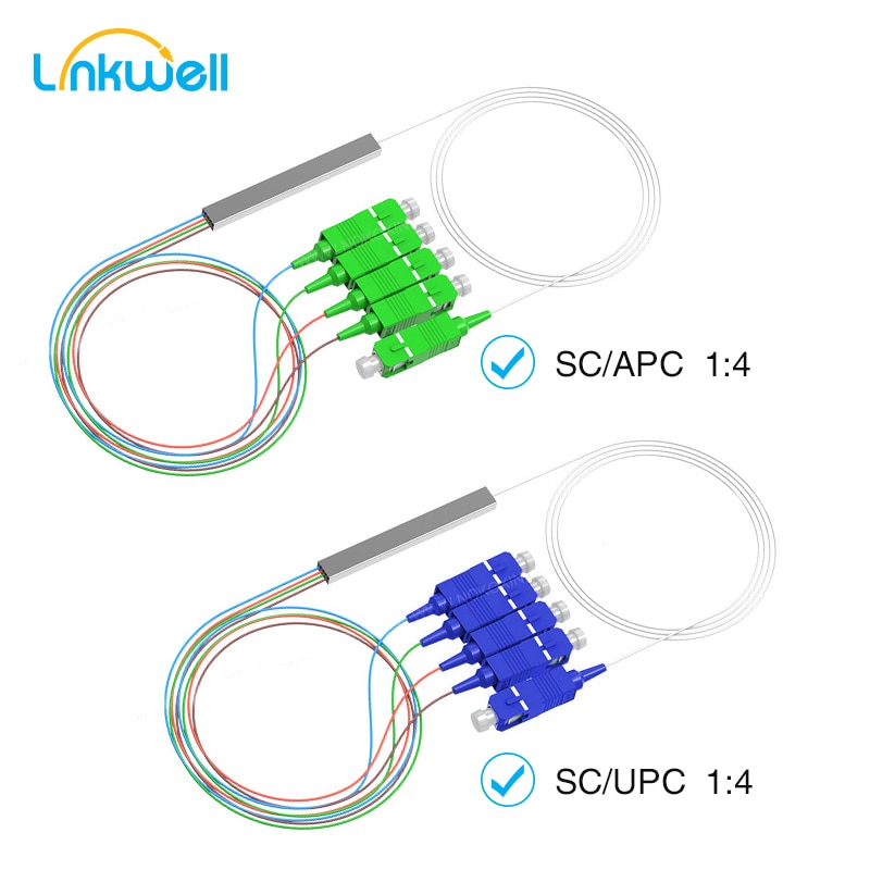 1x4 10 teile/los PLC SC/APC SM 0,9mm Stahl Rohr FTTH Fiber Optik PLC Splitter 1m SC APC Upc-anschluss 1:4 Stecker