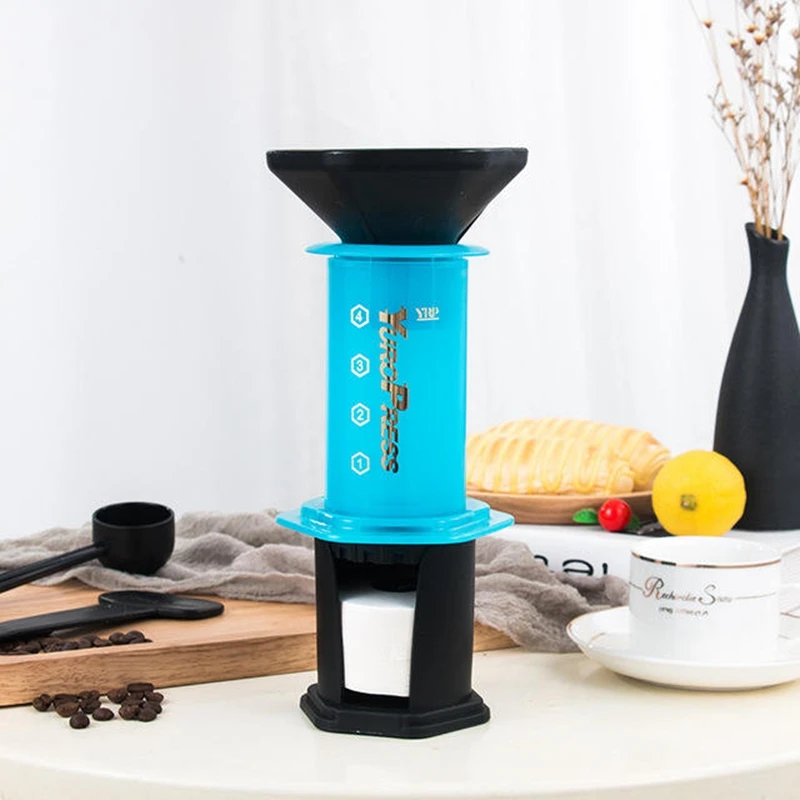 Draagbare Yuropress Franse Pers Barista Espresso Koffiezetapparaat Machinefilter herbruikbare druppelaar Accessoires: Blauw