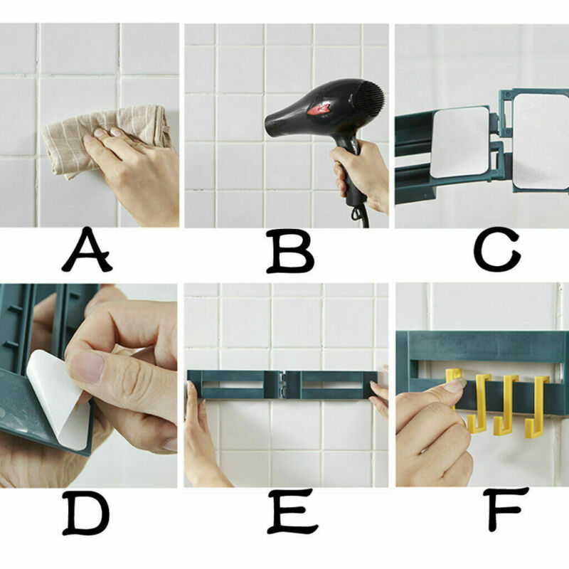 Gancho de esquina plegable de 6 filas ganchos cocina cuarto de baño sin perforaciones ganchos