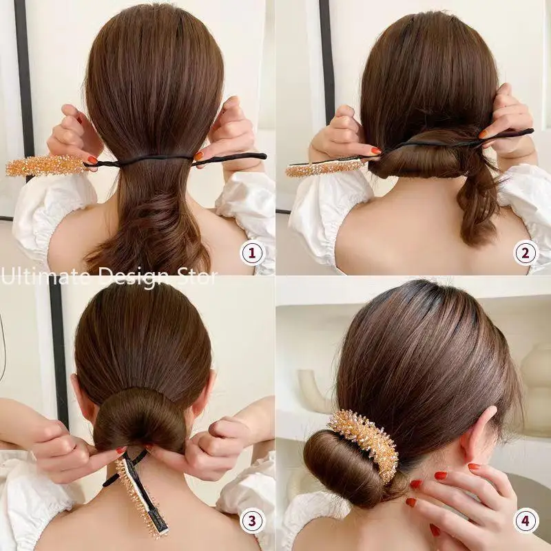Diademas elegantes para hacer moños mágicos de cristal, horquillas con forma de Donut, bandas para el cabello a la para chicas y mujeres, diadema de peinado Diy, accesorios de herramientas