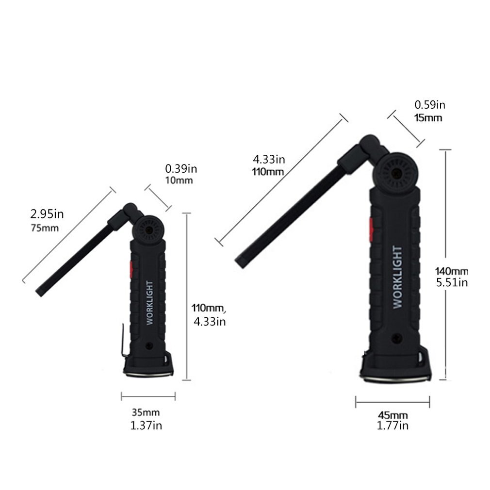 LED Work Light USB Rechargeable Flashlight Magnetic Torch Flexible Inspection Hand Lamp Worklight Outdoor Spotlight