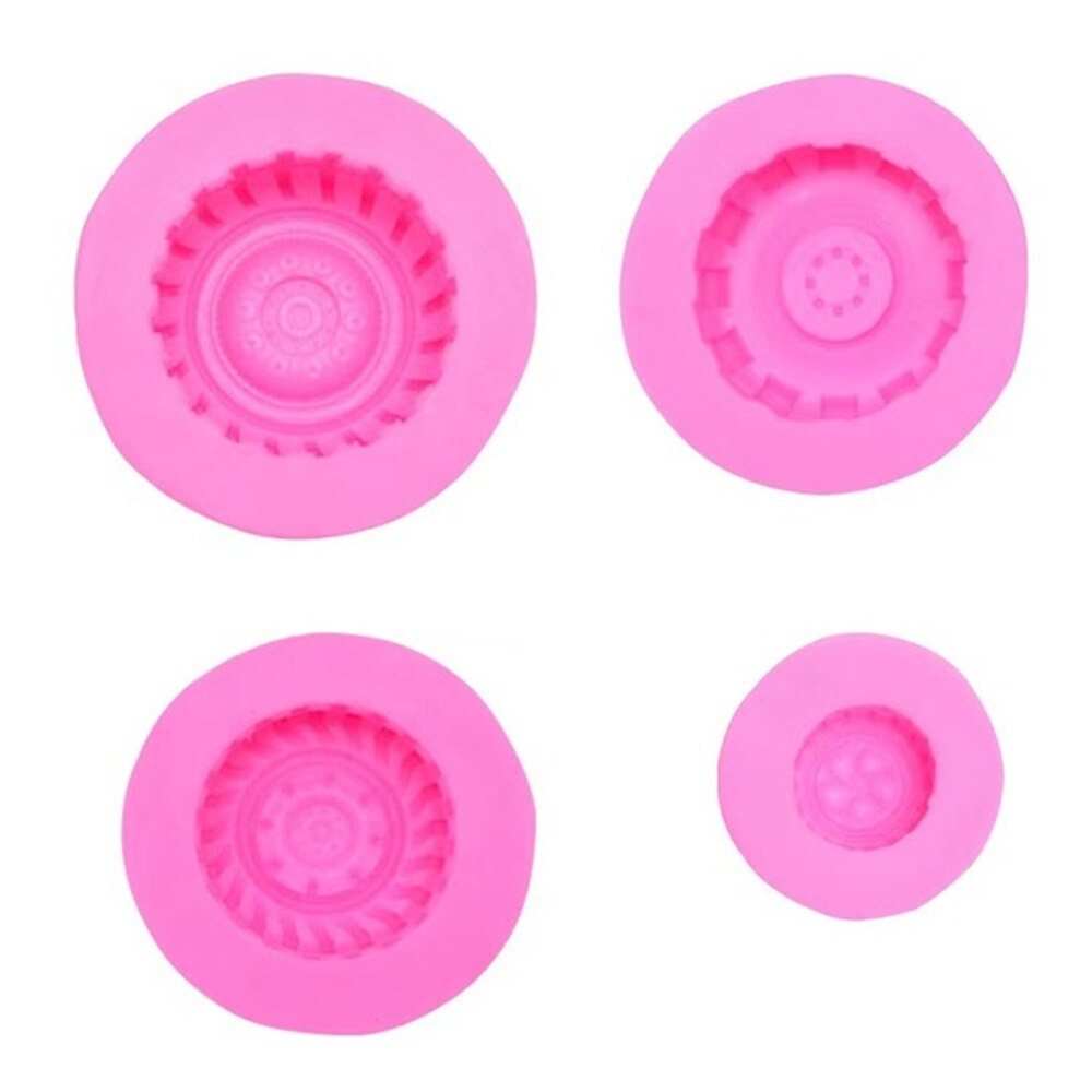 4 Pcs Car Tires Shaped Silicone Fondant Cake Decorating Mold Chocolate Molds Baking Tools Kitchen Accessories