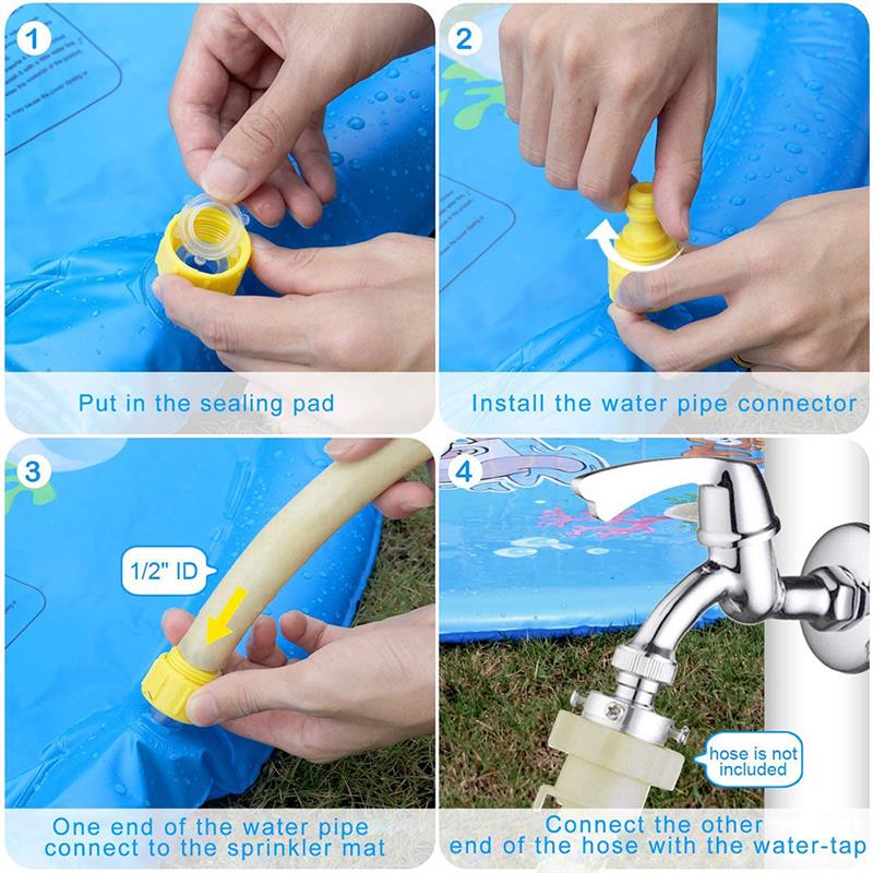 Cojín de Agua pulverizada inflable para piscina para niños y mascotas, colchoneta de agua para juegos de césped, juguetes rociadores para jugar al aire libre, 170cm