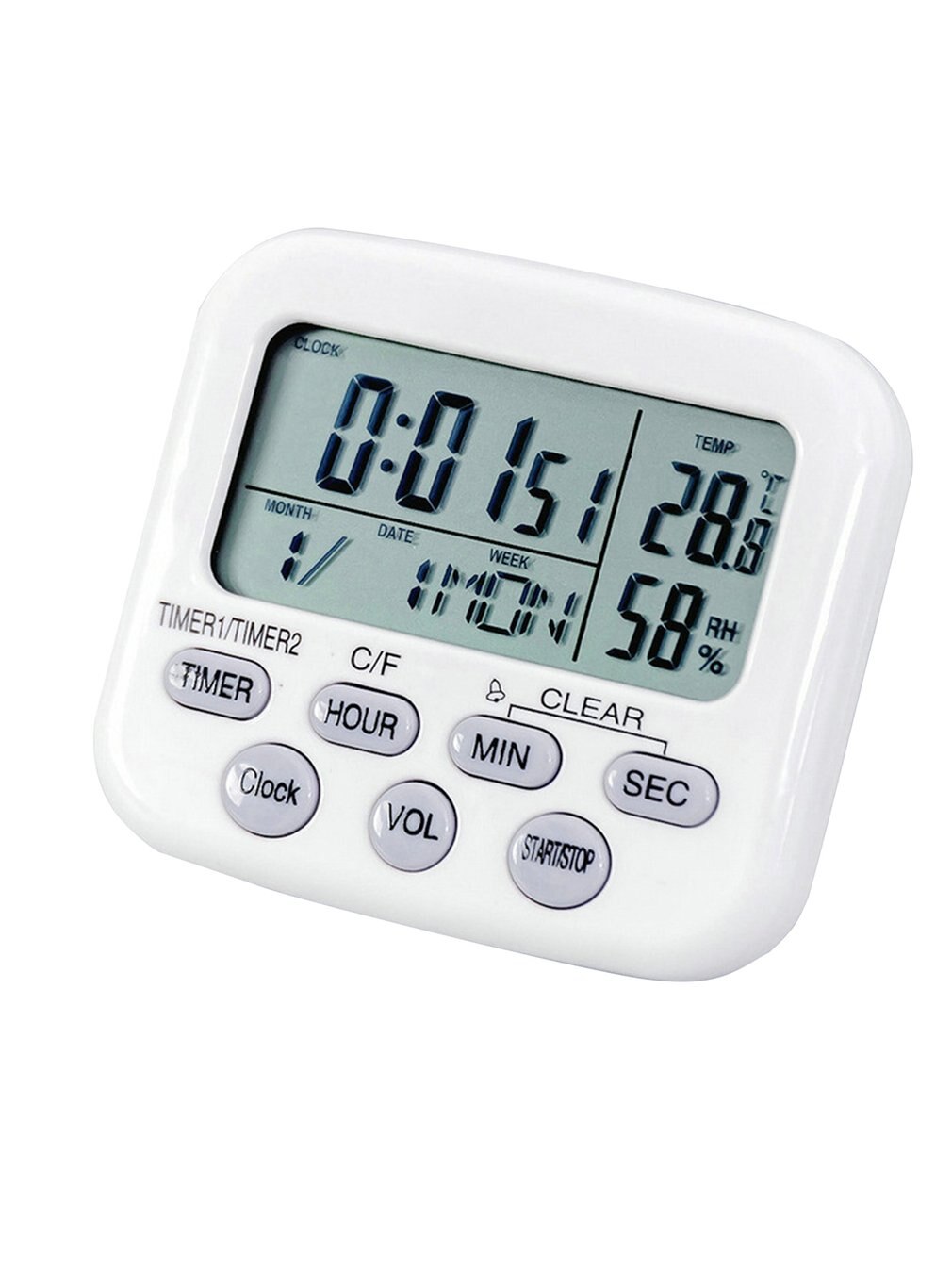 Mini Digital Kitchen Time Timer Magnetic Clock Stop Watch Study Cooking Shower Countdown Electronic Lap Timer Kitchen Gadgets: White