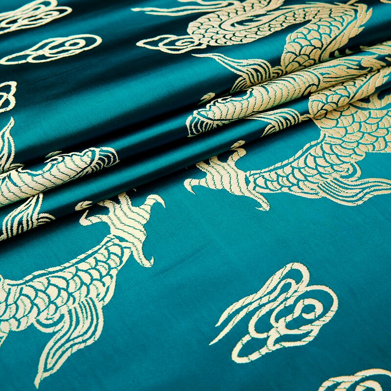Drage mønster tøj stof brokade jacquard silke stoffer materiale til syning af cheongsam kimono og taske: 4