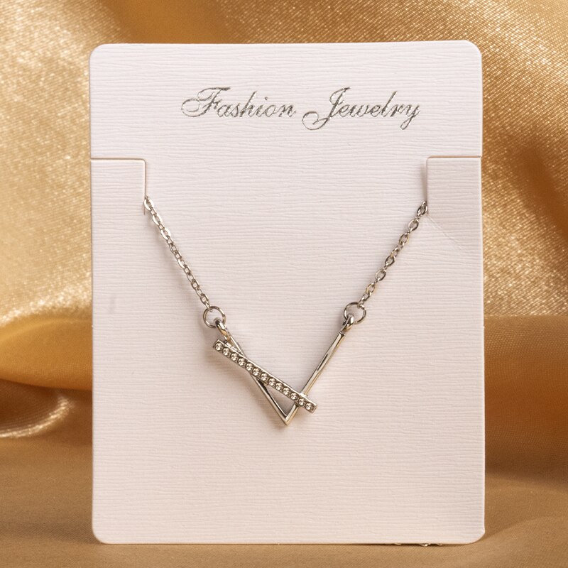 MUZHI – collier avec pendentif en forme de V pour femme, bijou Simple en titane et acier, chaîne en strass, ras du cou, d'anniversaire pour fille