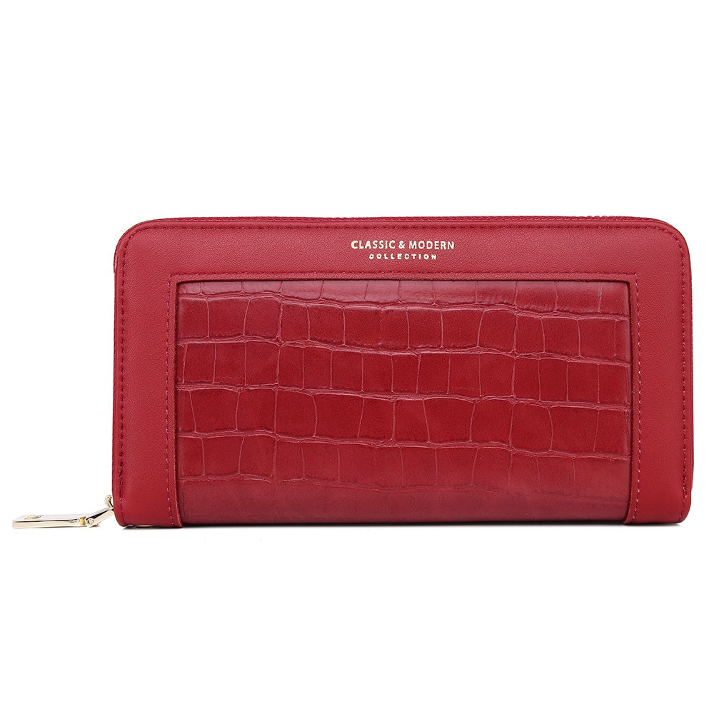 Unishow Krokodil Muster Frauen Brieftasche Lange Armband Damen Geldbörse Kupplung Weibliche Telefon Brieftasche Große Pu Leder Brieftasche Geldbörse