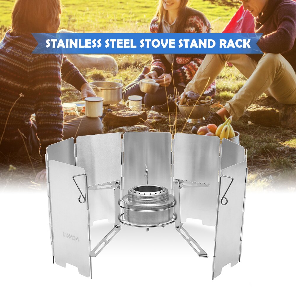 Outdoor Camping RVS Alcohol Kachel Set met Voorruit en Fire Cover