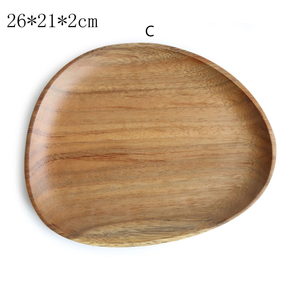 Irregular Solid Wood Plate Black Walnut Wood Pan Sturdy Natural Party Tableware for Salad Dessert Dinner Fruit Tea: C