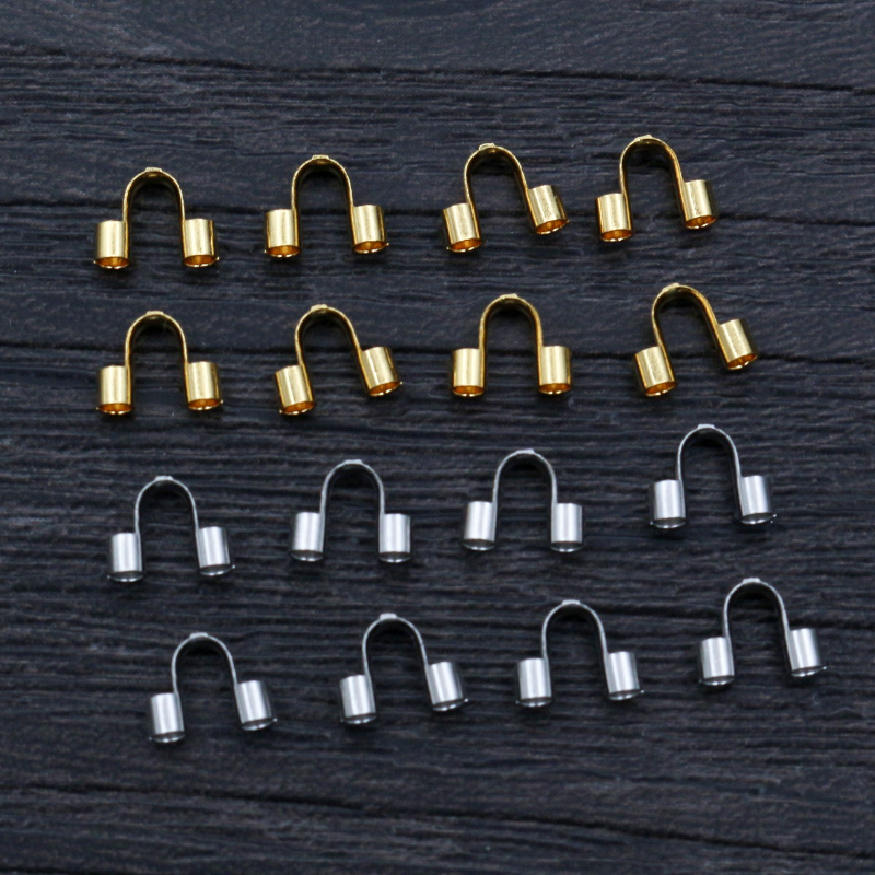 50 stuks roestvrij staal goudkleurige draadbeschermers bewaken beschermers lussen U vorm sluitingen connector voor sieraden maken