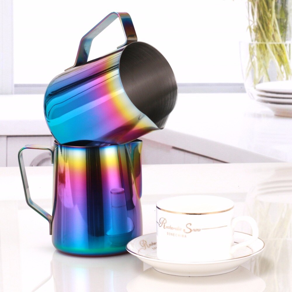 Latte's art rustfrit stål farverig 350/600ml skummende kande espresso kaffekande damp & skum mælk til lattes og cappuccinoer