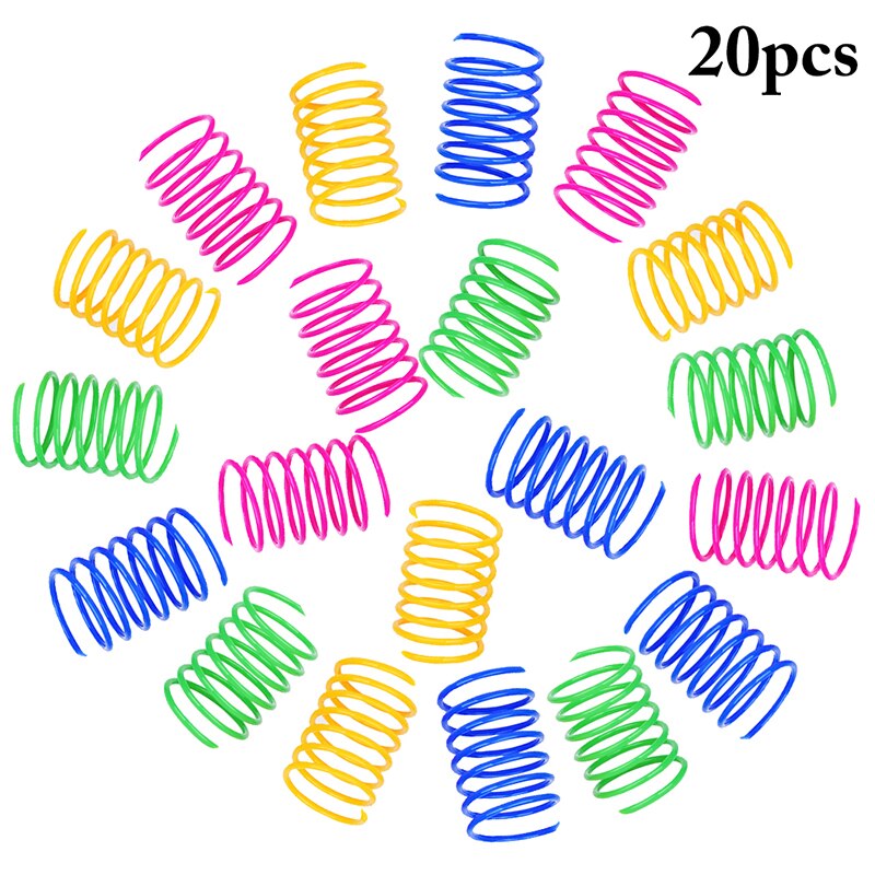 Resorte de plástico para gato, muelle en espiral de colores para mascotas, interactivo juguete duradero y Flexible, herramienta para mascotas, 20 Uds.