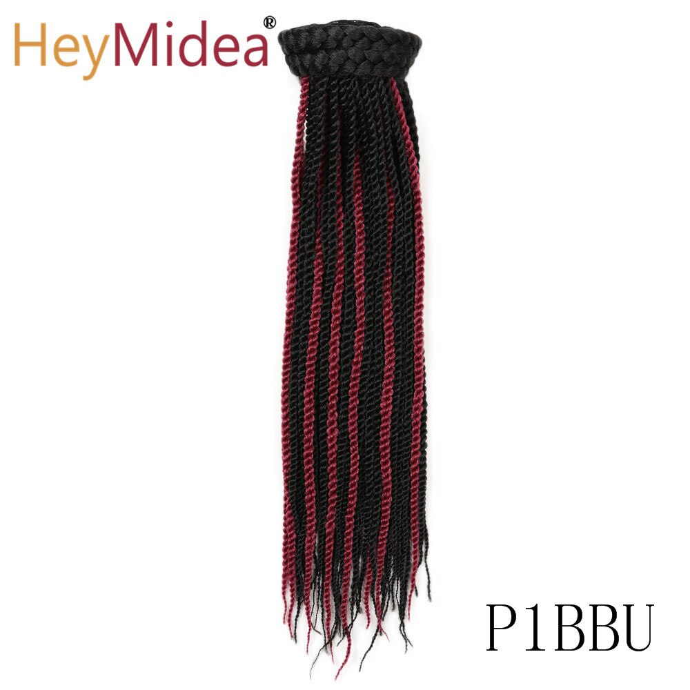 Braided Drawstring Ponytail 20''Box Braids Ponytail Bun Clip-in Afro Natural Ponytail Crochet Braided Hair Extensions for Woman: P1BBU