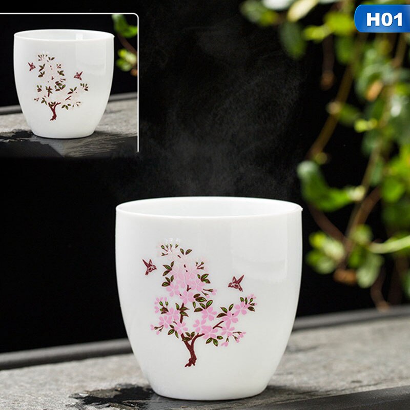 Japanese Magic Sakura Teacup Cold Temperature Discoloration Color
