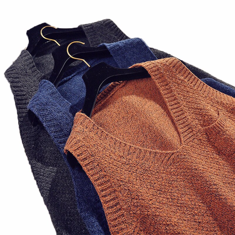 Lente Herfst Losse Vest Truien Vrouwen Casual Solid V-hals Mouwloos Split Truien Vrouwelijke Gebreide Preppy Stijl Trui