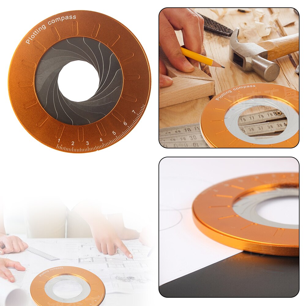 Round Stainless Steel Compas Circle Drawing Tool Plotting Compass Round Measurements Tools For Woodworking Drawing Ruler