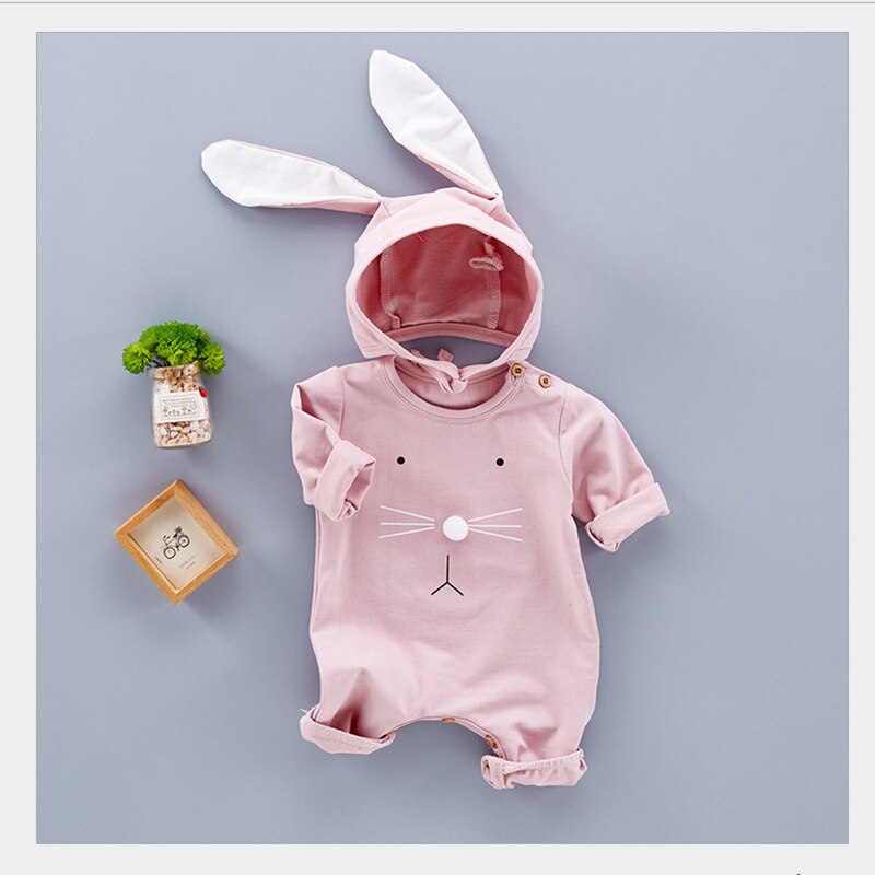 unisex Baby Langarm Strampler Kleidung vier Jahreszeiten Gesamt mit Langen Ohren Hütte 2 Stück Wenig Hase Outfits Kleinkind Jungen mädchen