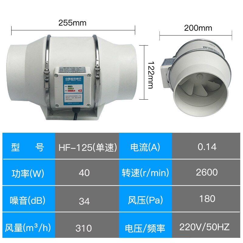 5Inch 220V Ventilator Thuis Stille Inline Pijp Duct Fan Badkamer Extractor Ventilatie Keuken Wc Muur Luchtreiniging: Au