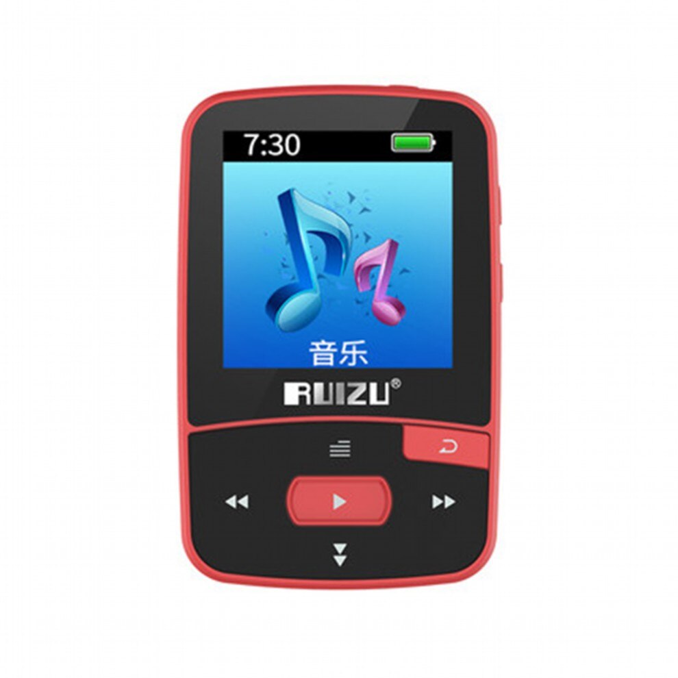 RUIZU X50 Sport lettore MP3 con Bluetooth 8GB Mini Clip Music lettore Audio supporto Radio FM registratore EBook orologio pedometro Video: 8G Red