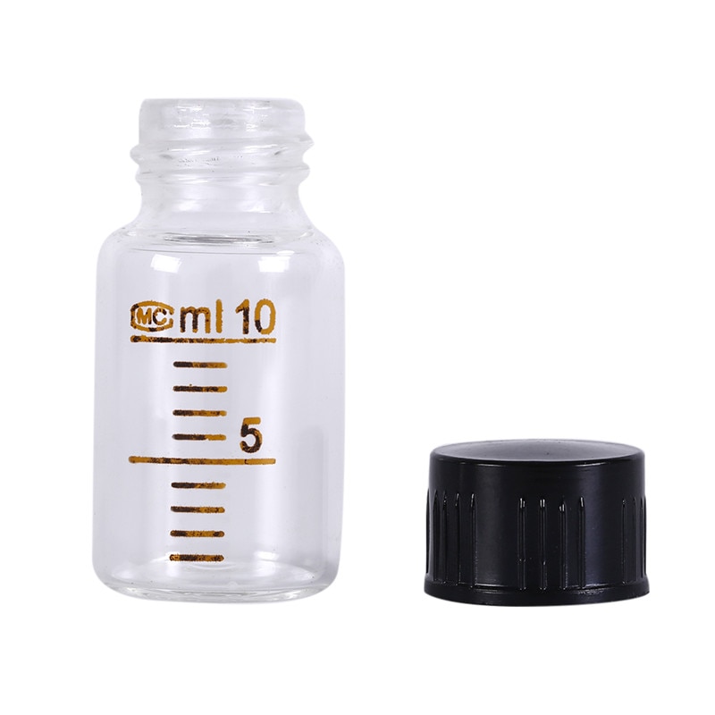 Glasflaska med skruvkork 10ml plastgraderad rund glasreagensflaska skruva på locket provflaskor för gradering