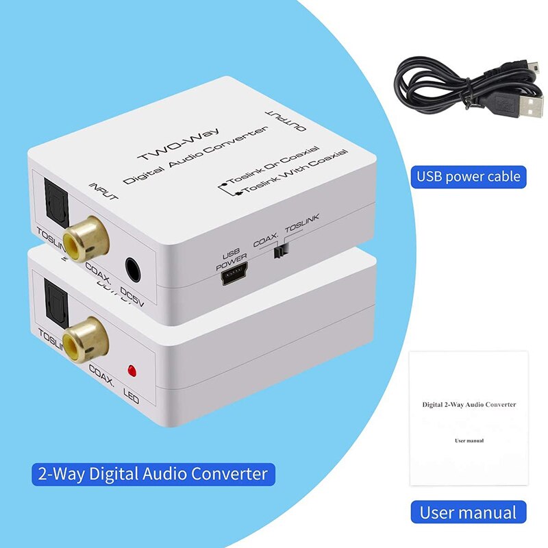 Optische Naar Coax Bi-Directionele Spdif Toslink Naar Coax Swtich Digitale Audio Converter Splitter Adapter