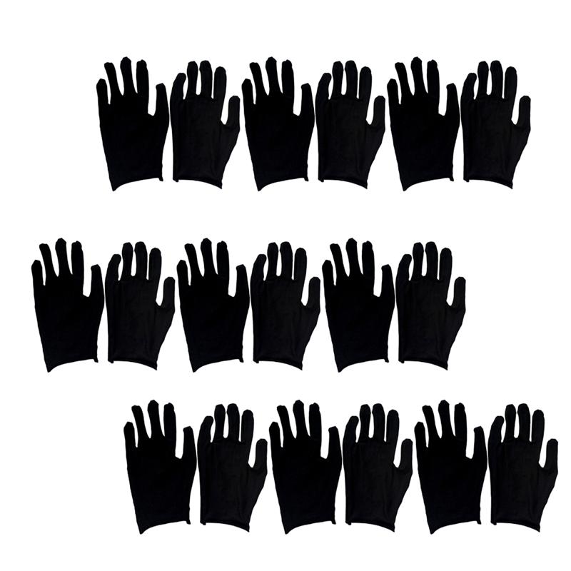 Guantes de algodón negros para protección del trabajo, cómodos guantes de protección para mano, antiestáticos, 12 pares