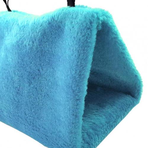 Multiple Colour Bird Parrot Triangle Shape Cage House Hanging Nest Bed Hammock Warm Pet Plush Foldable Hanging Safety Supplies: Blue / M