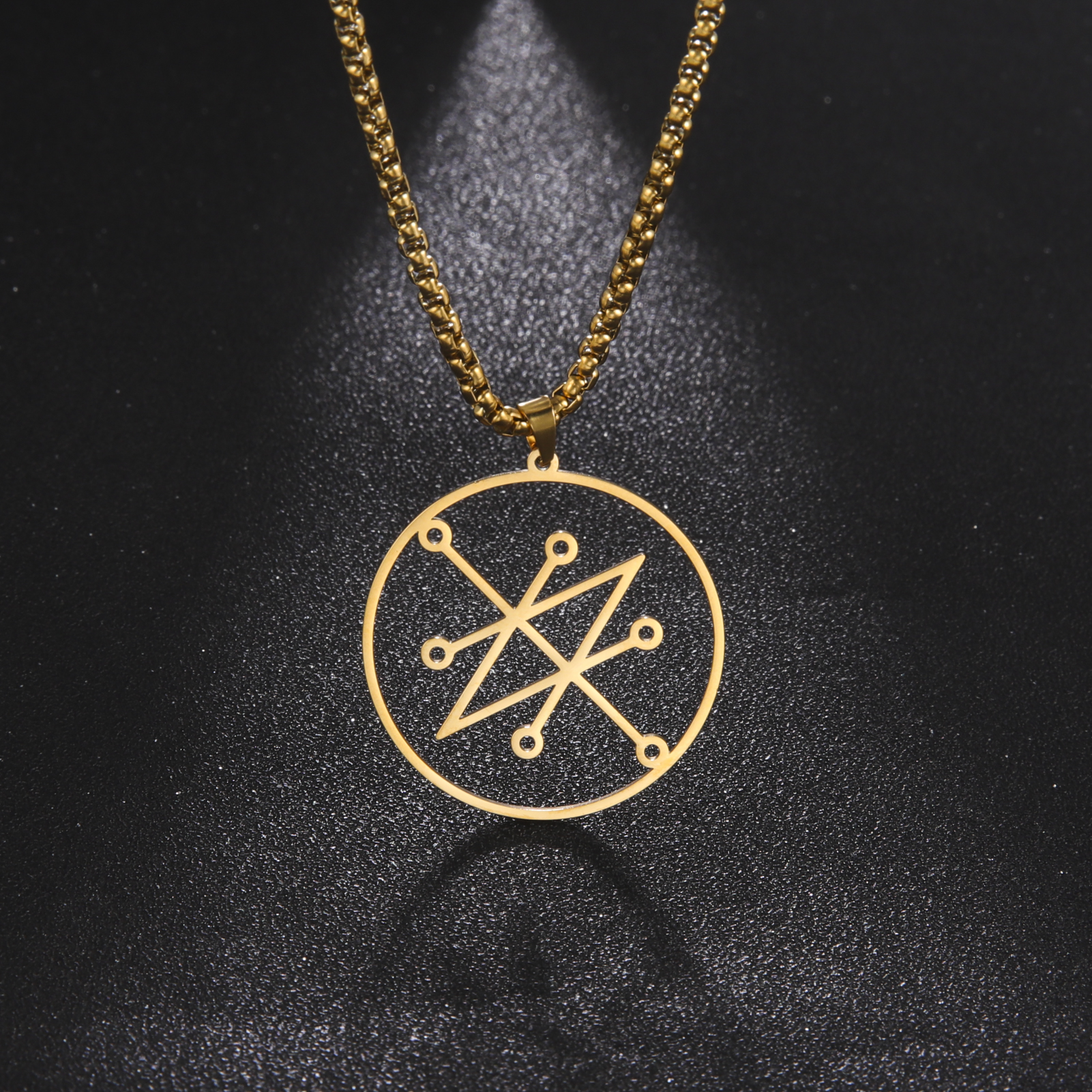 EUEAVAN Vintage Azazel Sigil Pendant Necklace Demonic Symbol Sign Necklaces Stainless Steel Seal of Solomon Amulet Charm Jewelry