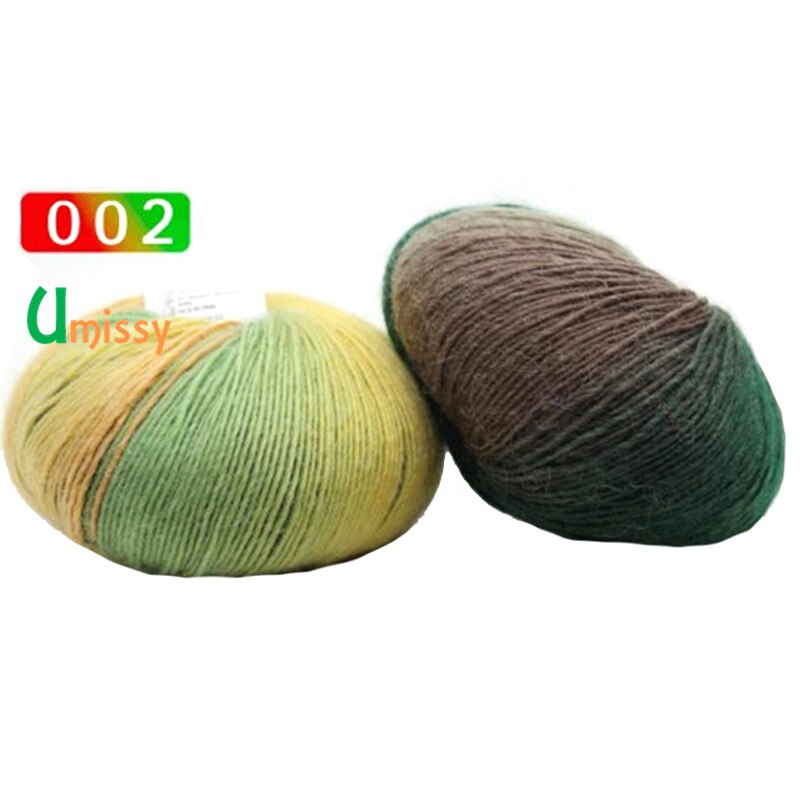 2pcs Cashmere Yarn Knitted Chunky Hand-Woven Woolen Rainbow Colorful Knitting Scores 100% Wool Yarn Needles Crochet Weave Thread: 2pcs 02