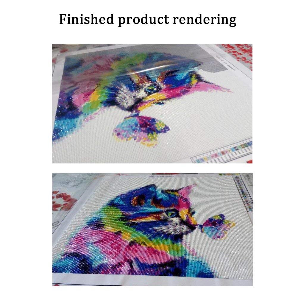 Printing DIY Diamond Painting Cat Full Area Square Stick Paste Home Decor Wall Decorative Painting (30x30cm)