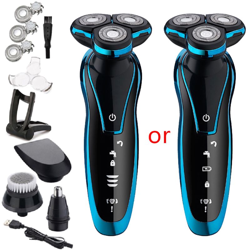 Multifunction Men Electric Shaver Floating Razor Wet Dry Waterproof Cordless USB Rechargeable Beard Trimmer Washable: 6 in 1