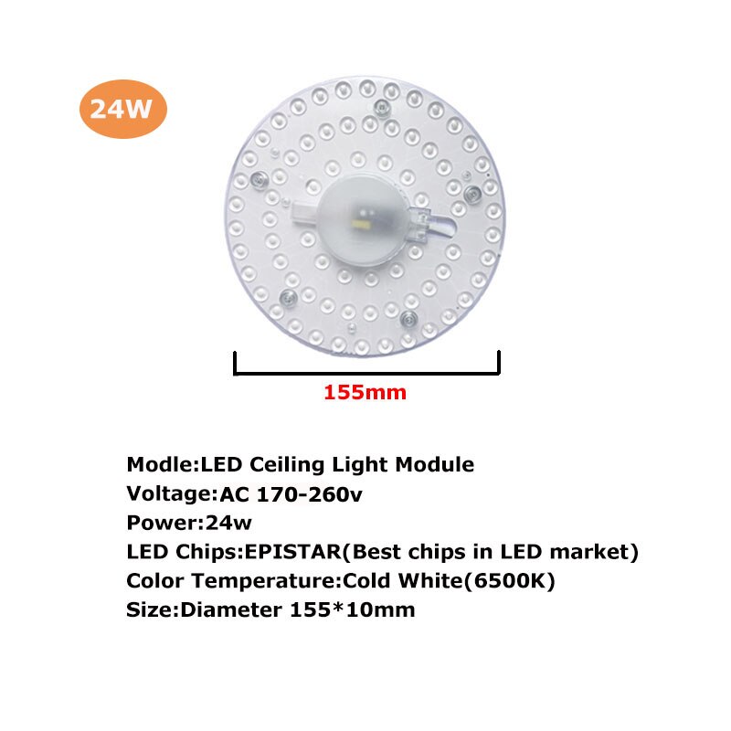 Loftlamper led modul  ac220v 230v 240v 12w 18w 24w 36w led lys erstatter loftslampe lyskilde til stue soveværelse: Ledet modul 24w