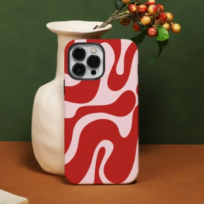 Rode Water Splash Case Voor IPHONE 16 Pro Max 15 14 13 12 11 PRO Plus Acryl TPU Twee in een Magsafe Mobiele Telefoon Gevallen: Voor Iphone14 (6.1 ")