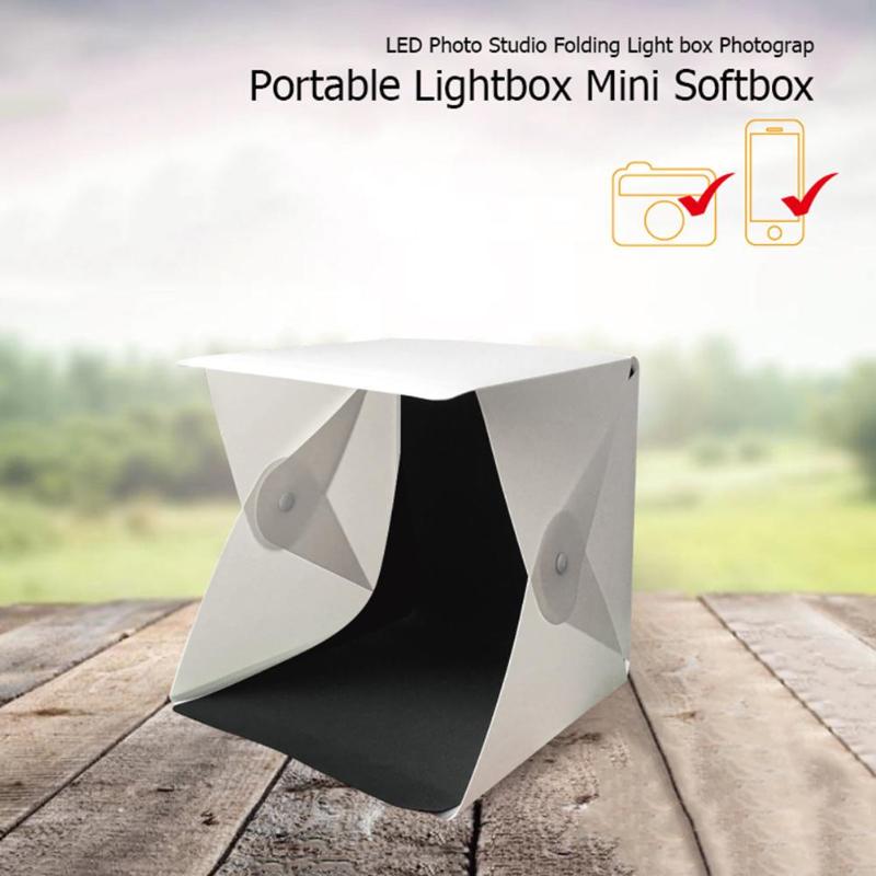 Portable LED Photography Photo Studio Lightbox 20cm Mini Photo Softbox for DSLR Easy Installation No Bracket No Screw