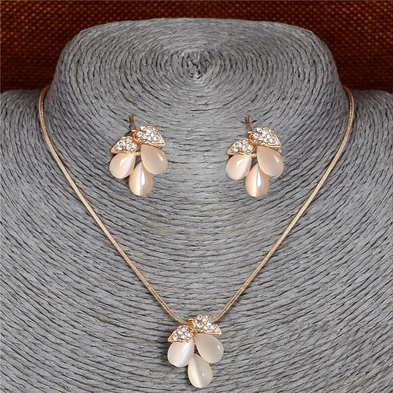 Hesiod Volle Kristall Opale Schmuck setzt Gold Farbe Blume Hochzeit Braut Schmuck setzt Für Frauen Valentinstag Tage