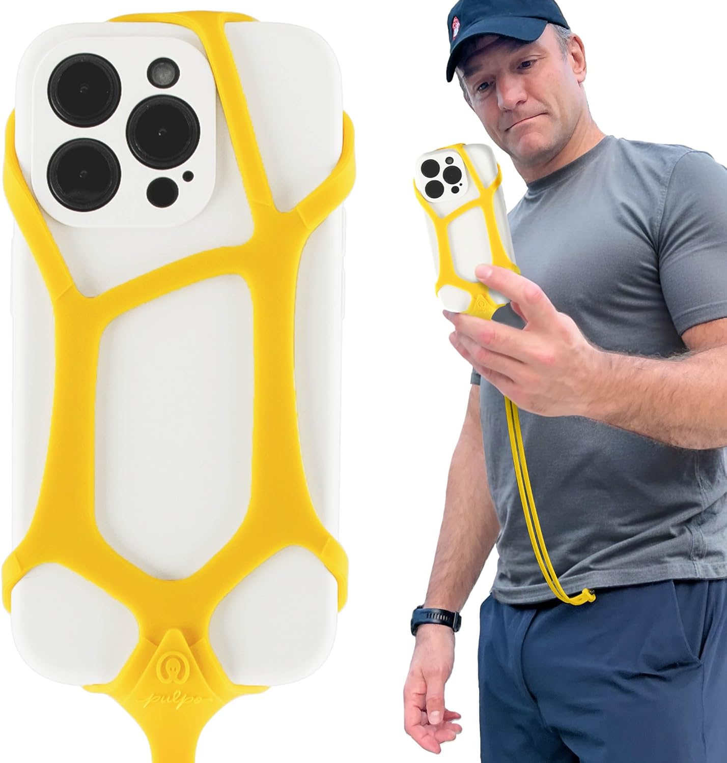 Safety Cell Phone Lanyard Fits Smartphones 6.1" to 6.8” , Lanyards for Phones, Hiking Phone Holder & Cellphone Lanyard, Silicone: WHITE
